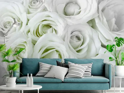 Produktbild von Vlies Fototapete Blumen Rose 400x280 cm Tapeten Wandtapete XXL grün weiß grau b-B-0406-a-d