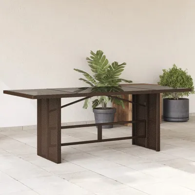 Produktbild von Gartentisch mit Glasplatte Braun 190x80x74 cm Poly Rattan - Gartentische 365305