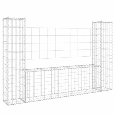Produktbild von vidaXL Gabionenkorb U-Form mit 2 Säulen Eisen 140x20x100 cm