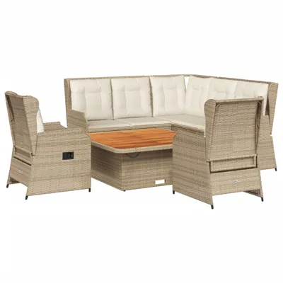 Immagine prodotto di set 6 pezzi da giardino con cuscini Beige poly rattan