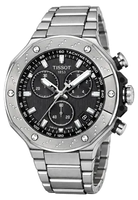 Productafbeelding van Tissot T-Race Chronograaf herenhorloge, quartz, roestvrij staal, zwart, zilver, modelnummer T141.417.11.051.01