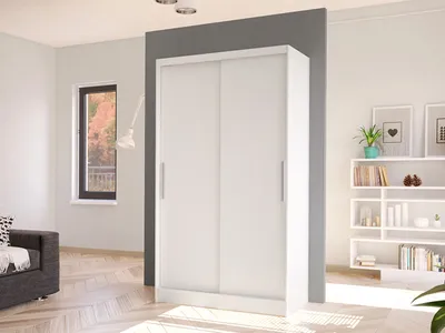 Obrázek produktu pro Úzká šatní skříň 100 cm s posuvnými dveřmi ARAPO 1 - bílá