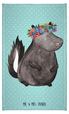 Produktbild von Mr. & Mrs. Panda Mini-Handtuch Stinktier Mädchen - Türkis Pastell - Geschenk, Skunk, Wildtier, handtuch baumwolle, Yoga, Raubtier, Klein, Kleines, Namaste