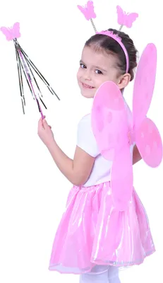 Produktbild von RAPPA Schmetterlingsflügel hellrosa mit Stirnband und Zauberstab