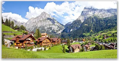 Produktbild von Glasbilder 120x60 Wandbild Druck auf Glas Häuser Gebirge Landschaft