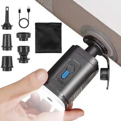 Obrázok produktu pre Elektrické vzduchové čerpadlo s kapacitou 2400 mAh – Mini vzduchové čerpadlo – S LED campingovou lampou – Ideálne na nafukovacie matrace – ShopVlot