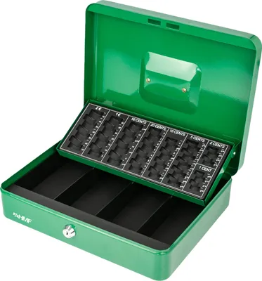Produktbild von HMF 4215-06 Geldkassette abschließbar mit Münzzählbrett, 30,5 x 24 x 8,5 cm, Grün