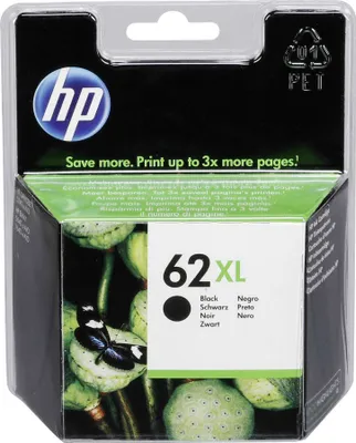 Zdjęcie produktu dla HP 62XL oryginalny wkład atramentowy czarny XL, Wysoka (XL) wydajność, Czarny, Tusz na bazie pigmentu, 12 ml, 1 szt., 600 stron(y)