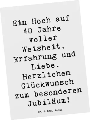 Produktbild von Mr. & Mrs. Panda Grußkarte Spruch 40. Geburtstag Weisheit - Weiß - Geschenk, Postkarte, Erfahrung, besonderes Jubiläum, Ansichtskarte, kunstkarte, Erinnerungen, Feier