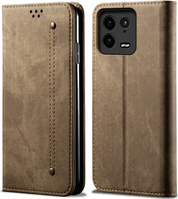 Obrázek produktu pro Xiaomi 13 Pro Pouzdro, Kožené Peněženkové Pouzdro s Magnetickým Uzavíráním a Stojánkem pro Xiaomi 13 Pro Khaki