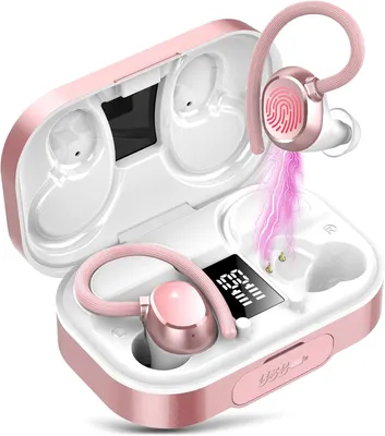 Produktbild von In Ear Kopfhörer Kabellos Bluetooth 5.3 mit 4 Mic, 120H Spielzeit, 2024 Neue Weicher Ohrbügel, IP7 Wasserdicht Ohrhörer LED-LED-Anzeige USB-C