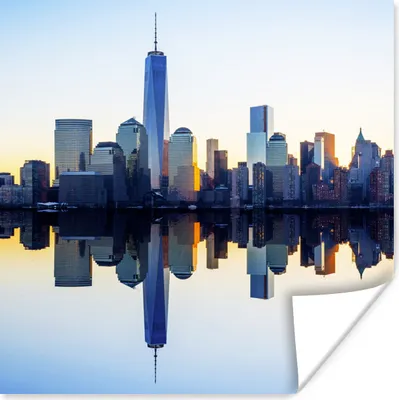 Produktbild von MuchoWow® Poster Skyline - New York - Wasser 50x50 cm - Wohnzimmerdekoration