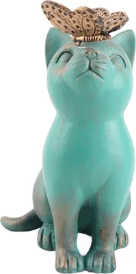 Produktbild von Katze Figur Exquisite Details Retro -Stil fackelter Texturharz sitzende Statue für Gartenbüro -Terrasse