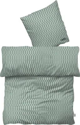 Produktbild von Satin-Bettwäsche - 200 x 200 cm - Grün - Baumwolle - mit Reißverschluss