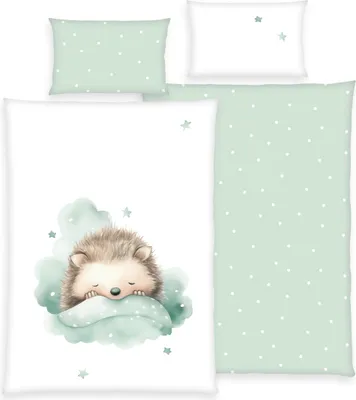 Produktbild von Herding Kinder-Wendebettwäsche Kleiner Igel" mint 1x 100x135 cm + 1x 40x60 cm"