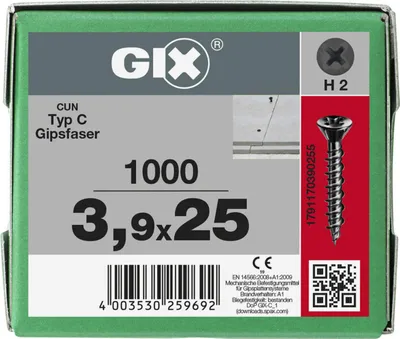 Produktbild von Schraube für Gipsplatte Spax 3,9X25 Metallphosphat GIX-C