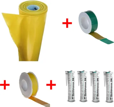 Produktbild von Dampfsperrsystem PE125 Dampfsperrfolie gelb 2x50m + 100m² Dichtmaterial
