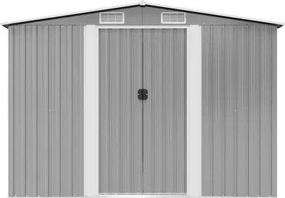 Produktbild von vidaXL Gartenschuppen Grau Metall 257 x 205 x 178 cm