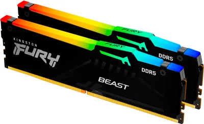 Produktbild von Kingston FURY Beast RGB - DDR5 - Kit - 64 GB: 2 x 32 GB - DIMM 288-PIN - 6400 MHz / PC5-51200 - CL32 - 1.4 V - ungepuffert - on-die ECC - Schwarz