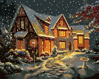Produktbild von Zuty - Malen nach Zahlen - SCHNEEBEDECKTES HAUS MIT STEINWEG (D. RUSTY RUST), 40x50 cm, ohne Keilrahmen