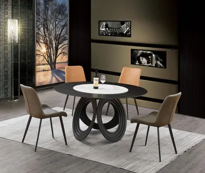 Produktbild von Runder Essttisch Tisch 135cm Metall Rund Konferenz Moderne Tische Edelstahl Neu