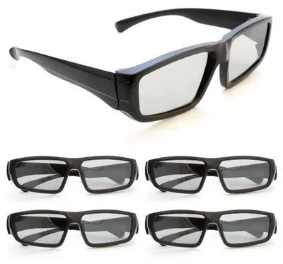Zdjęcie produktu dla Okulary 3D pasywne czarne polaryzacyjne do telewizora zestaw 4 pary