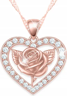 Immagine prodotto di Collana a cuore placcata oro con cristalli, fiore della vita, rosa, ARGENTO 925
