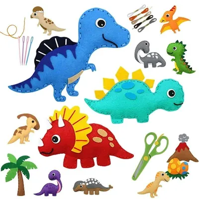 Immagine prodotto di Dinosauri - Kit per cucire fai-da-te in feltro - 8 pezzi