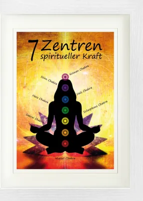Obrázok produktu pre Spiritualita Zarámovaný obraz s elegantným paspartou | Nástenné umenie | V ráme - Sedem čakier (40 x 30 cm)