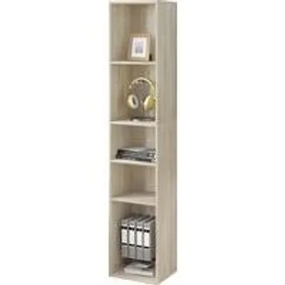 Image de Étagère en bois clair à 5 compartiments - Étagère de rangement - Étagère à compartiments - 30 x 26 x 151 cm