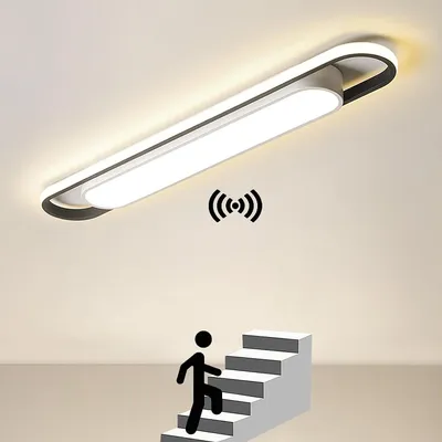 Produktbild von Novzep Sensor-Deckenleuchte mit Bewegungsmelder und Lichtsensor, 40cm, 24W, Warmweiß (3500K), Metall+Acryl, vielseitig nutzbar als Decken- oder Wandleuchte für Flur, Treppenhaus, Keller, Balkon, Garage