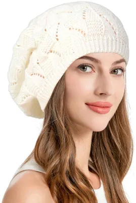 Obrázek produktu pro Elegantní dámská zimní čepice, bílá, velikost 58 cm