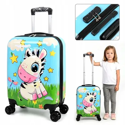 Produktbild von Zebra Kinderkoffer Handgepäck Trolley Reisekoffer ABS Hartschale mit 360° Rollen