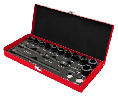 Immagine prodotto di Set estrattori per dadi e bulloni danneggiati arrugginiti, kit per la rimozione allentamento di bulloni 1/2" ,19 pezzi