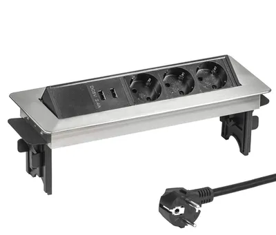 Obrázek produktu pro Vestavná zásuvka do pracovní desky, 3 zásuvky a 2 USB porty