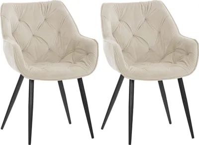 Produktbild von 2er Set Stuhl HLO-CP24 Samt creme