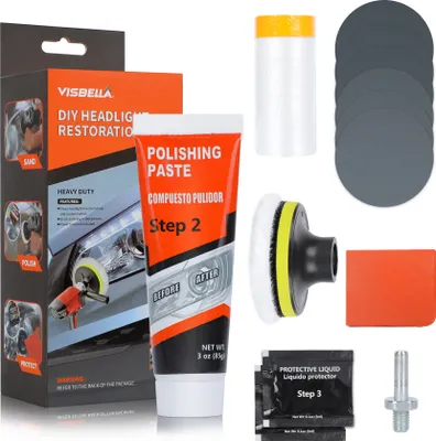 Produktbild von Speed Scheinwerfer Aufbereitungs Set mit 85g Scheinwerfer 85g Polier Läpppaste  Polierset für matte und blinde Scheinwerfer