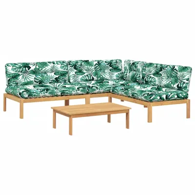 Immagine prodotto di vidaXL Set di divani da giardino a 4 pezzi in pallet con cuscini in legno d'acacia