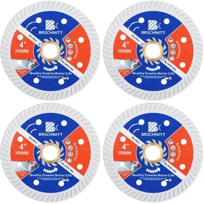Obrázok produktu pre Diamantová rezná doska Turbo, 105 mm, 4 kusy, určená na rezanie betónu, granitu, mramoru a železobetónu