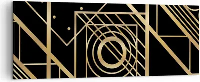 Produktbild von Bild auf Leinwand - Leinwandbild - Einteilig - Abstraktion Quadrat Gold - 140x50cm - Wand Bild - Wanddeko - Wandbilder - Leinwanddruck - Bilder - Wanddekoration - Leinwand bilder - AB140x50-4375