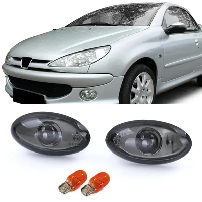 Produktbild von Klarglas Seitenblinker Schwarz Smoke für Peugeot 107 206 SW CC 307 407 607