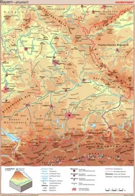 Produktbild von Posterkarten Geographie. Bayern: physisch / politisch