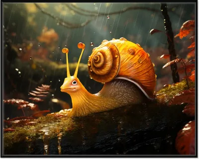 Produktbild von Wallario Wandbild Schnecke auf Ast, Größe: 40,30 x 50,30 cm, Poster mit schwarzem Aluminiumrahmen