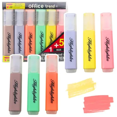 Produktbild von Set Textmarker, Notizstifte, Pastellfarben, 6-tlg