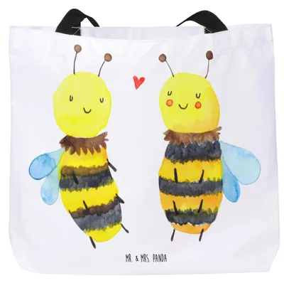 Produktbild von Mr. & Mrs. Panda Einkaufstasche Biene Verliebt - Weiß - Geschenk, Stoffbeutel, Tasche, Beutel, Laptoptasche, Tote Bag, Reisetasche