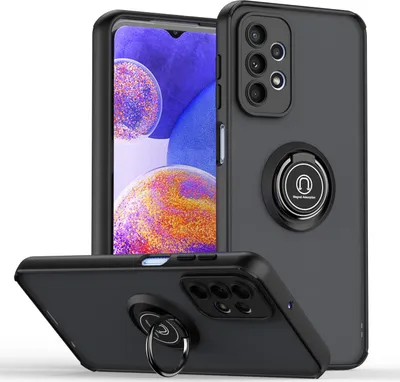 Produktbild von Samsung A23 Hülle, Ring Halter Ständer Matte Transluzent TPU Rahmen Stoßfest Schutzhülle für Samsung Galaxy A23 5G / 4G Schwarz