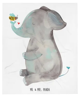 Produktbild von Mr. & Mrs. Panda Tagesdecke Elefant Biene - Weiß - Geschenk, Liebesspruch, Bettdecke, Sofadecke, Lustige Sprüche, Hochzeitsgeschenk, Wohndecke, Kuscheldecke, Liebe, Decke