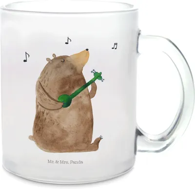 Produktbild von Mr. & Mrs. Panda Teetasse Bär Lied - Transparent - Geschenk, Teddy, Trinkglas, aus Glas, Pott, Tee Tasse, Bear, Herz, Teeglas, Valentinstag, Partner, Frau