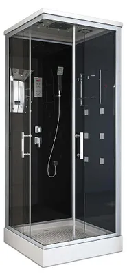 Produktbild von HOME DELUXE - Komplettdusche WAVE M - Schwarz, Maße: 90 x 90 - inkl. Radio, Regendusche und komplettem Zubehör I Fertigdusche, Dusche, Duschtempel