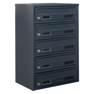 Image de Boîtes aux Lettres avec Fixation Murale Euro GLM 5 RAL 7016 anthracite Bloc de 5 Boite aux Lettres